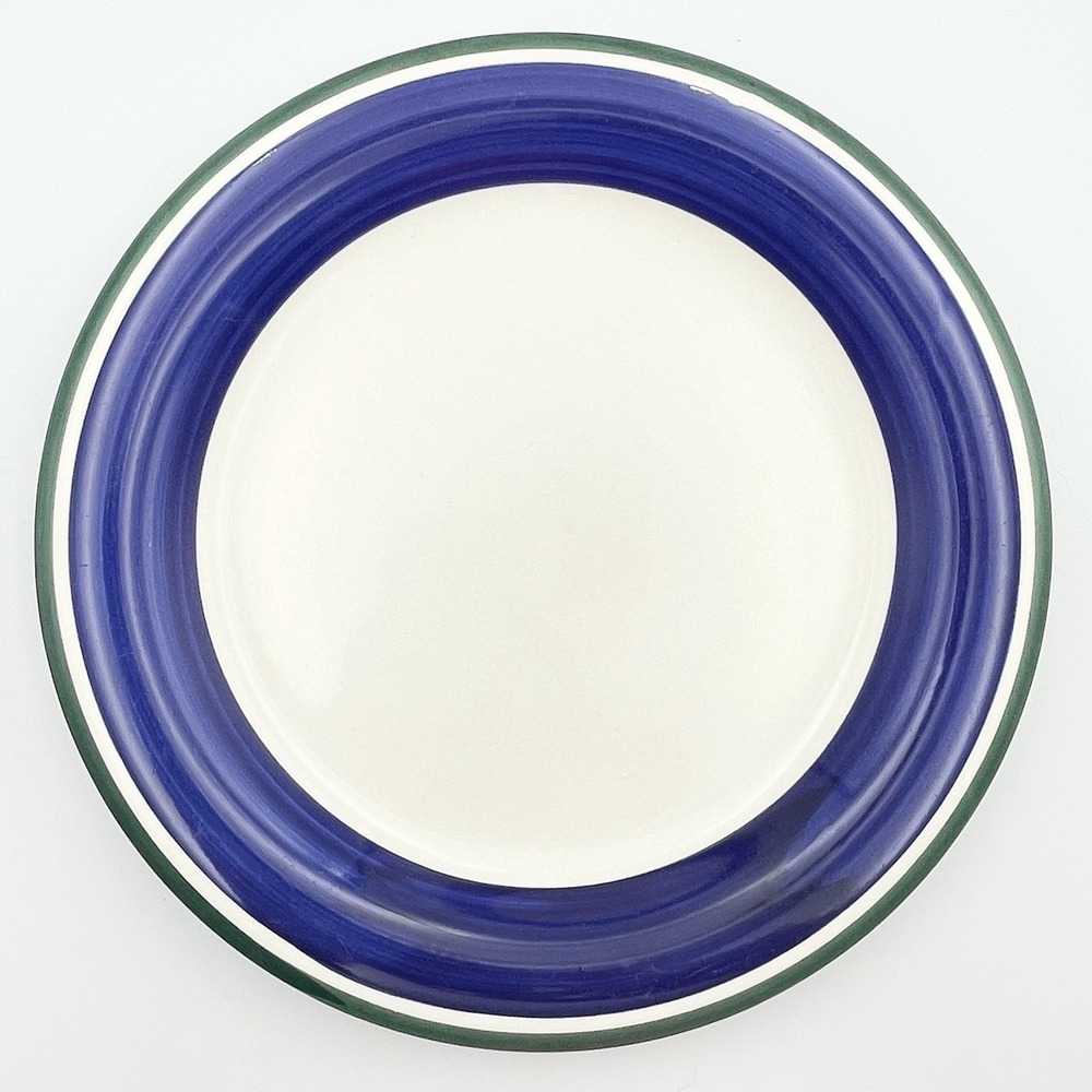 Vintage‎ 1990s Gibson Oceanside Blue Green Stripe Dinner Plates Set of 2 - Picture 3 of 14